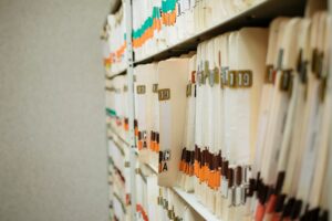 Charts at a medical office, record, archive